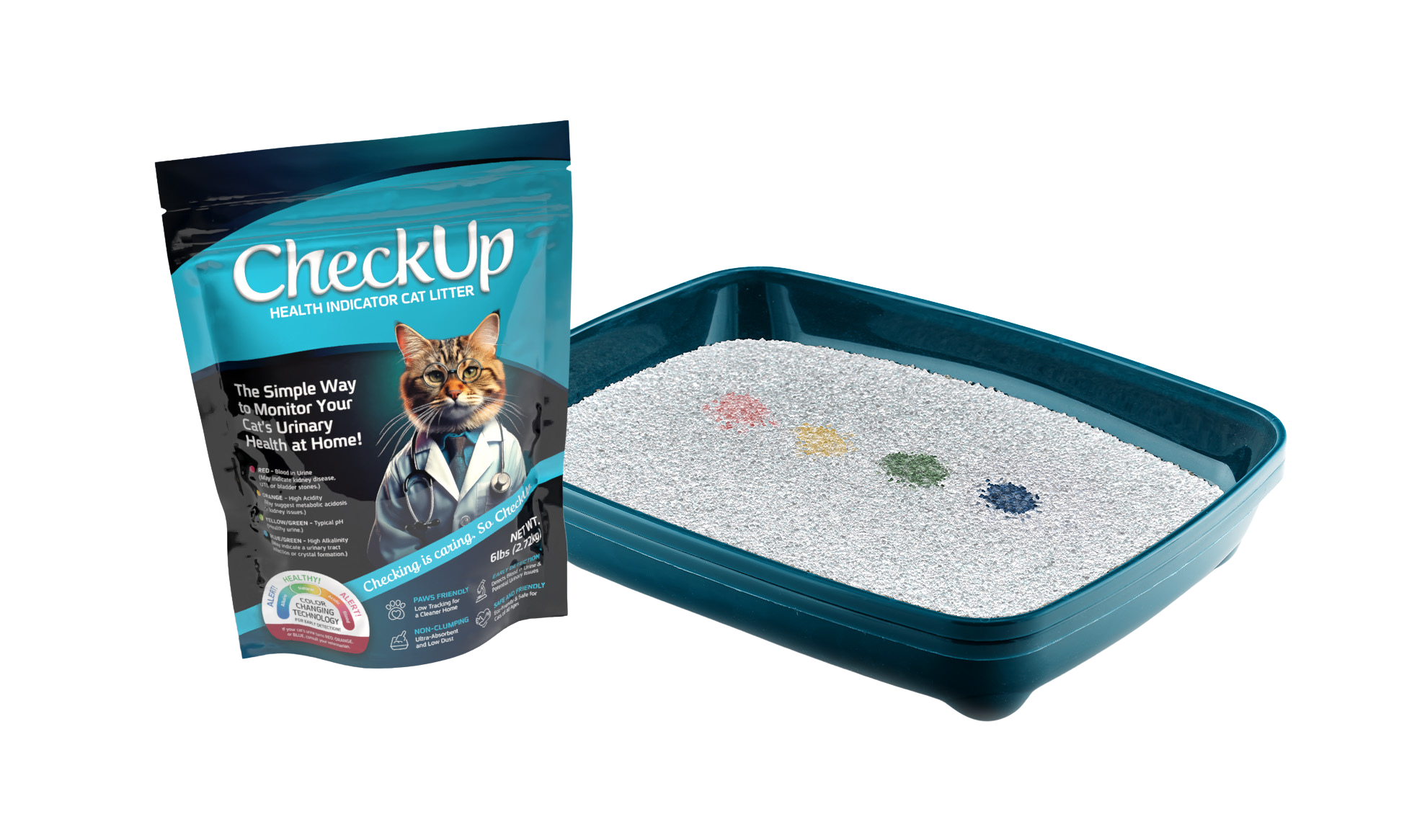CheckUp Health Indicator Cat Litter and litter box